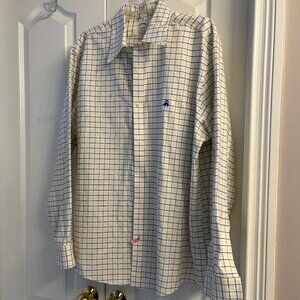 Brooks Brothers Mens Yellow Blue White Button Shirt Regent Fit Non Iron Stretch